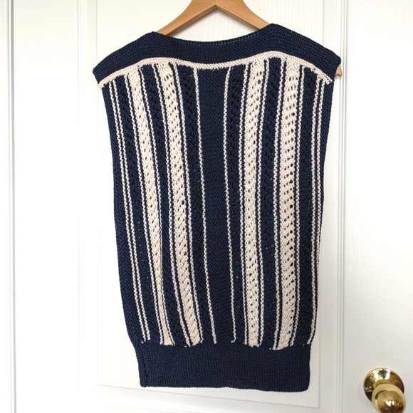 2/$45 Handmade Vintage Crochet Sweater Vest in navy and white - Picture 5 of 5